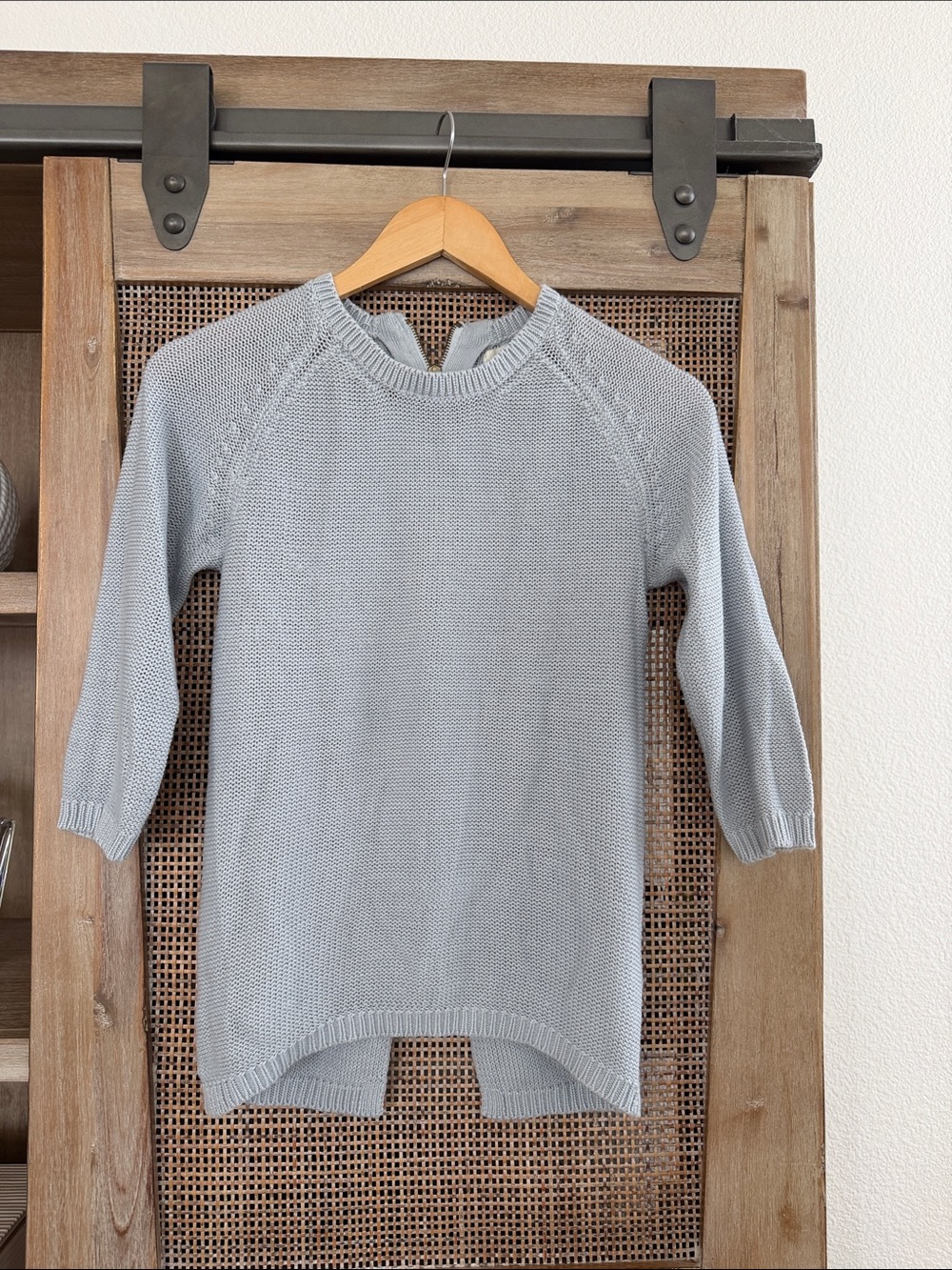 Zara Pale Blue Crewneck Knit Sweater